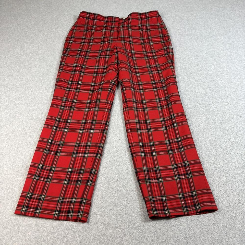 J Crew Kate Pants Womens 12 Red Tartan Plaid Straight Leg Academia Heritage Work